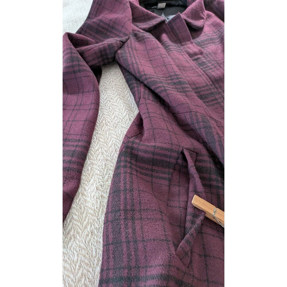 Hot Topic Plaid Fit Flare Coat Womens M Deep Burgundy Wine Gothic Whimsigoth Y2K - Picture 9 of 12